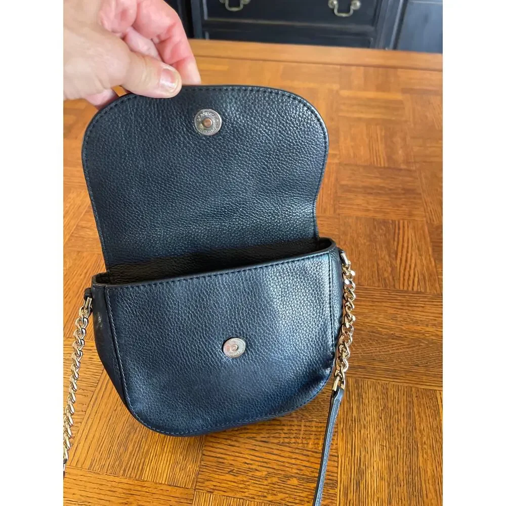 Michael Michael Kors Black Pebbled Leather Half Dome Crossbody Bag black